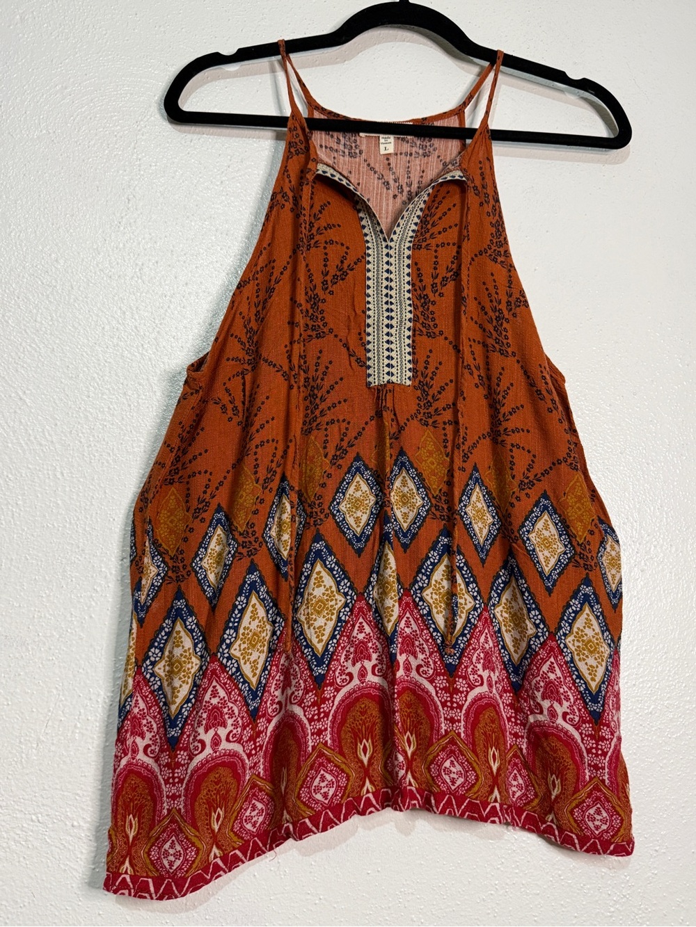 Monteau Boho Print Rust Halter Tank Top - Unbranded. Sz L.